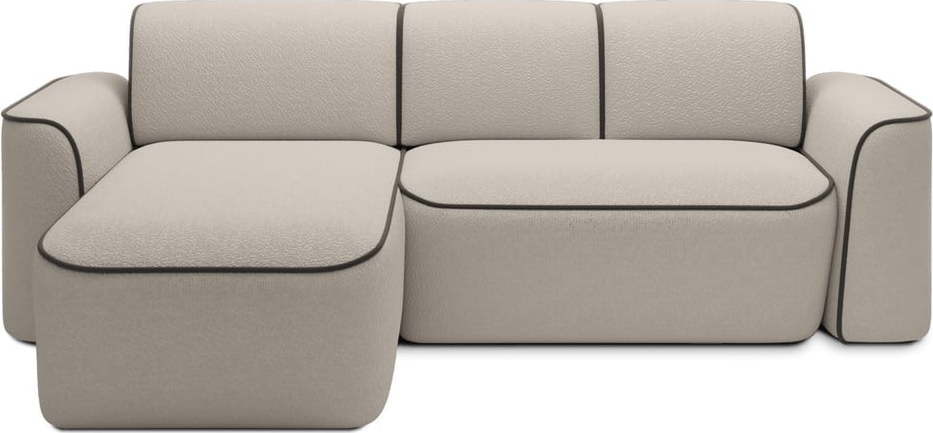 Béžová rohová pohovka z textilie bouclé (levý roh/s lenoškou) Ume – ELTAP ELTAP