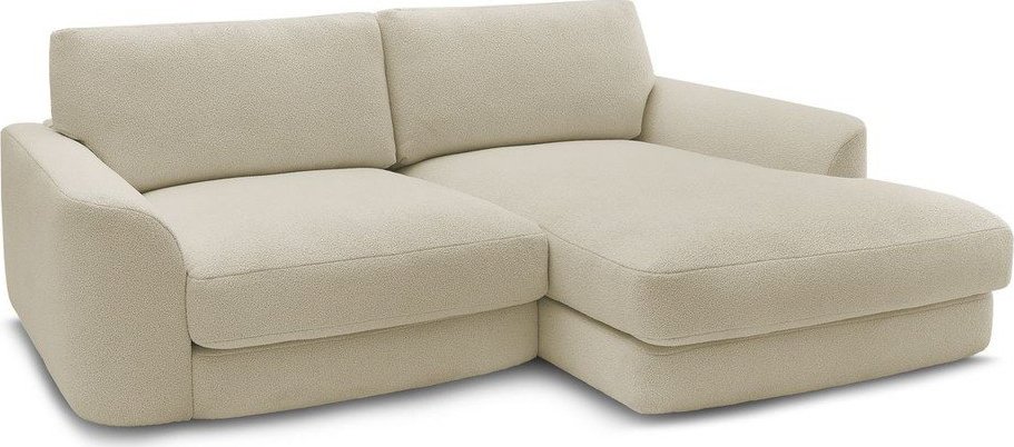 Béžová rohová pohovka z textilie bouclé (pravý roh/s lenoškou) Leonore – Bobochic Paris Bobochic Paris