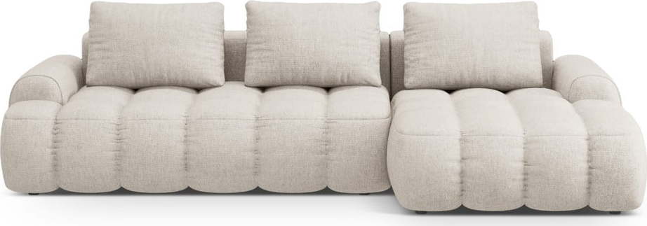 Béžová rozkládací/s úložným prostorem rohová pohovka (pravý roh/s lenoškou) Linz – Cosmopolitan Design Cosmopolitan design