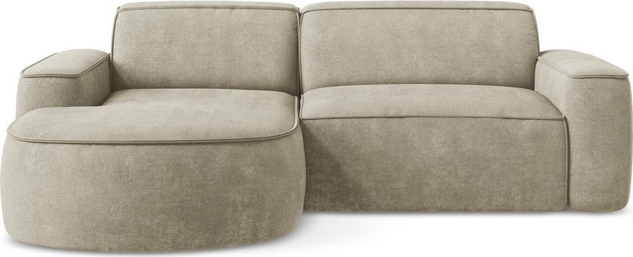 Béžová žinylková rohová pohovka (levý roh/s lenoškou) Omao – Makamii Makamii