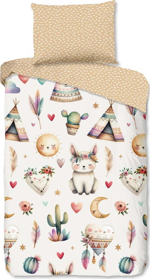 Béžové bavlněné dětské povlečení na jednolůžko 140x200 cm Luz – Good Morning GOOD MORNING