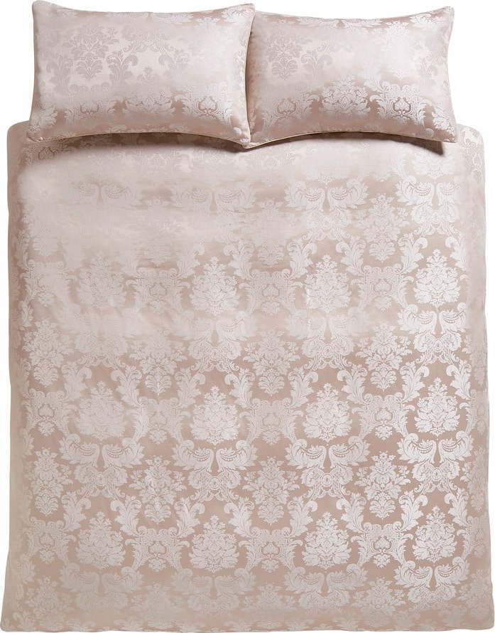 Béžové damaškové povlečení na dvoulůžko/prodloužené 230x220 cm Damask Jacquard – Catherine Lansfield Catherine Lansfield