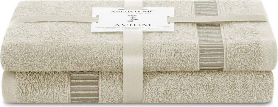 Béžové froté bavlněné ručníky a osušky v sadě 2 ks Avium – Restilo Restilo