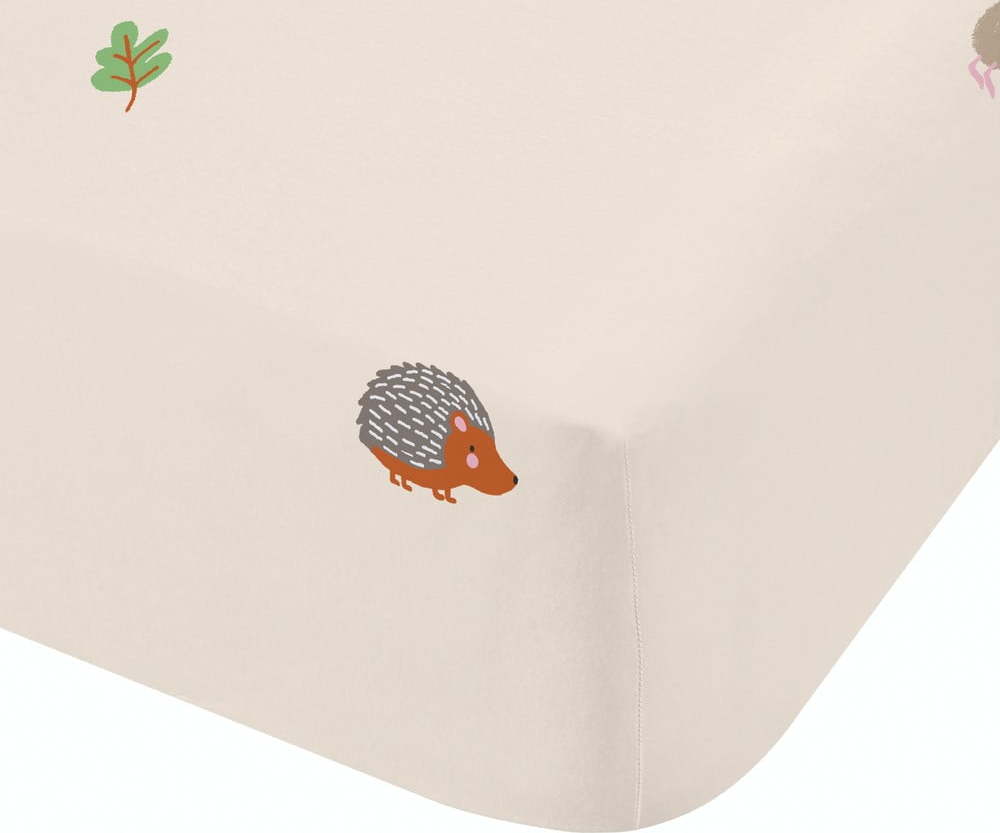 Béžové napínací dětské prostěradlo na dvoulůžko 135x190 cm Fox and Woodland Friends – Catherine Lansfield Catherine Lansfield