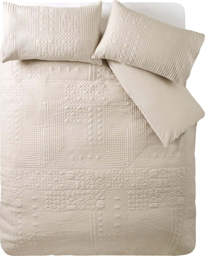 Béžové povlečení na dvoulůžko/prodloužené 230x220 cm Folkstone Geo – Catherine Lansfield Catherine Lansfield