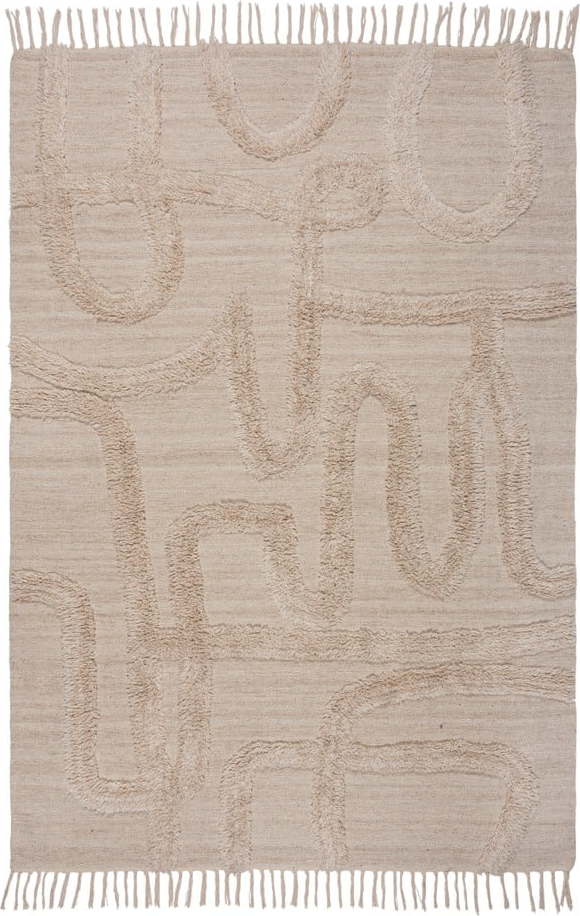 Béžový ručně tkaný vlněný koberec 120x170 cm Loma – Flair Rugs Flair Rugs