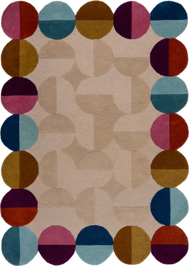 Béžový ručně tkaný vlněný koberec 200x290 cm Mia Textured Scallop – Flair Rugs Flair Rugs