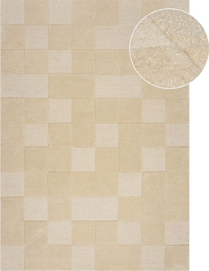 Béžový ručně tkaný vlněný koberec 300x400 cm Checkerboard – Flair Rugs Flair Rugs