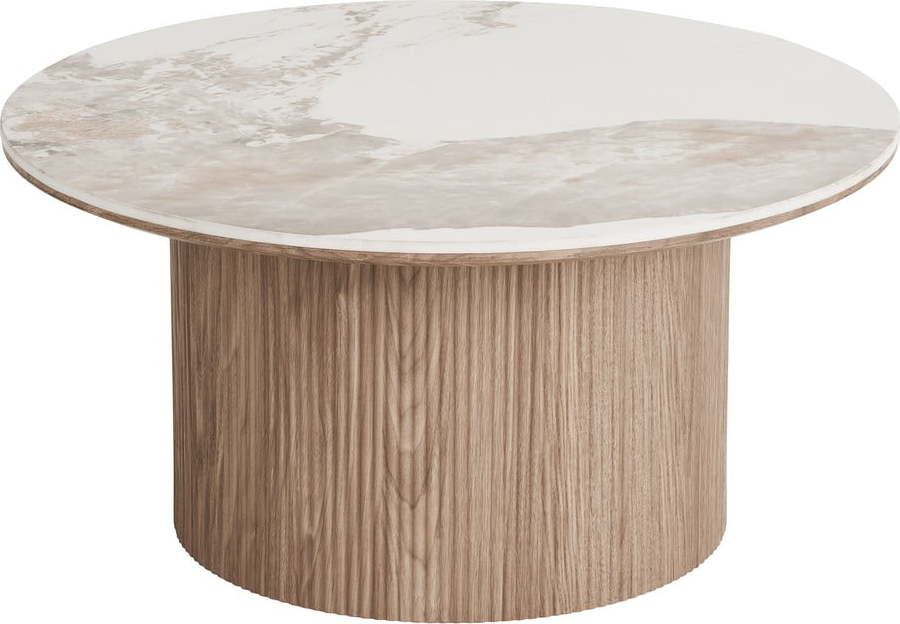Béžový/v přírodní barvě kulatý konferenční stolek s deskou v dekoru mramoru ø 80 cm Athens – House Nordic House Nordic