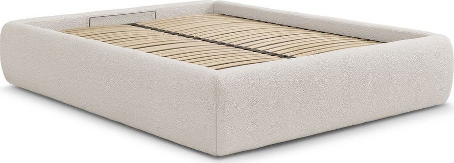 Bílá čalouněná dvoulůžková postel s úložným prostorem/bez čela s roštem 180x200 cm Inera – Bobochic Paris Bobochic Paris