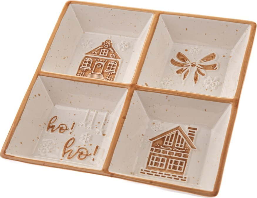 Bílá keramická servírovací miska s vánočním motivem Christmas cottage – Dakls Dakls