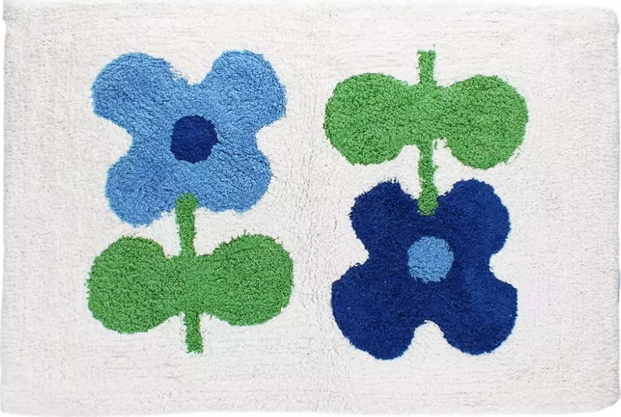 Bílá/modrá koupelnová předložka 50x80 cm Blue Flowers – Rex London Rex London