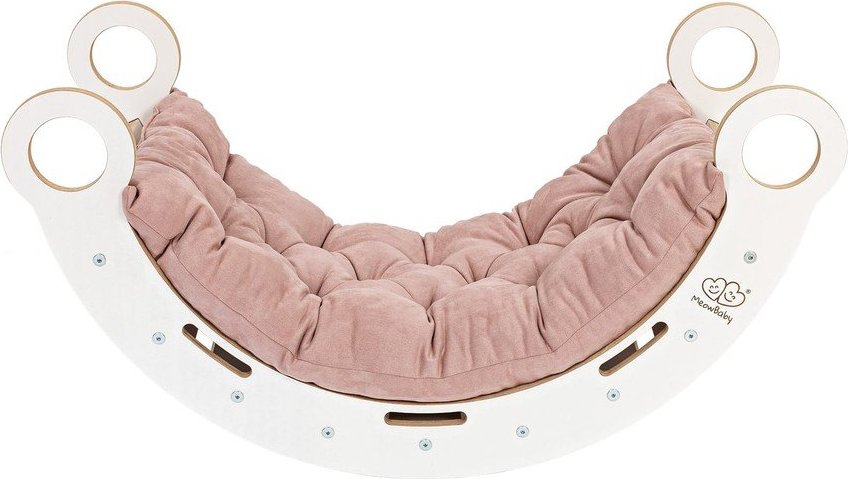 Bílá/růžová houpačka z borovicového dřeva 39x75x38 cm Montessori – Meowbaby MeowBaby