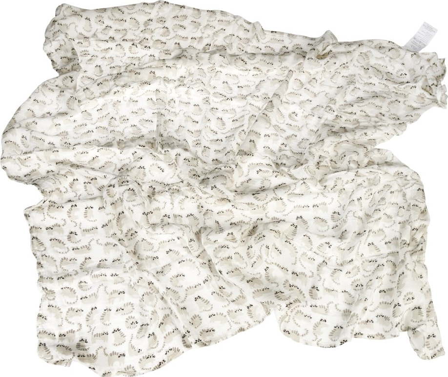 Bílá/šedá mušelínová zavinovací dětská deka 120x120 cm Kitty Cats – Rex London Rex London