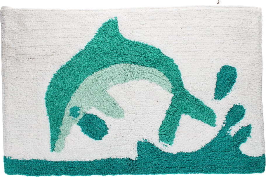 Bílá/tyrkysová koupelnová předložka 50x80 cm Dolphin – Rex London Rex London