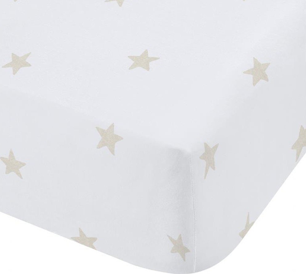 Bílé/béžové napínací bavlněné dětské prostěradlo na jednolůžko 90x190 cm Mini Star & Stripes – Bianca Bianca