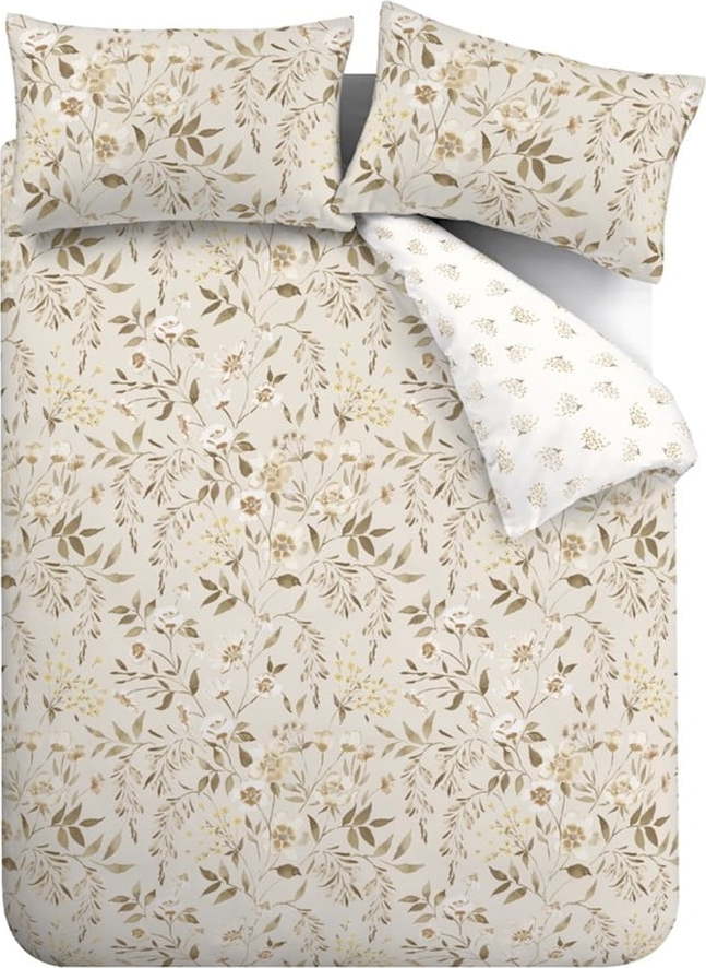Bílé/béžové povlečení na jednolůžko 135x200 cm Isadora Floral – Catherine Lansfield Catherine Lansfield