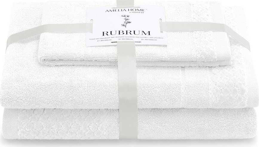 Bílé froté bavlněné ručníky a osušky v sadě 3 ks Rubrum – Restilo Restilo