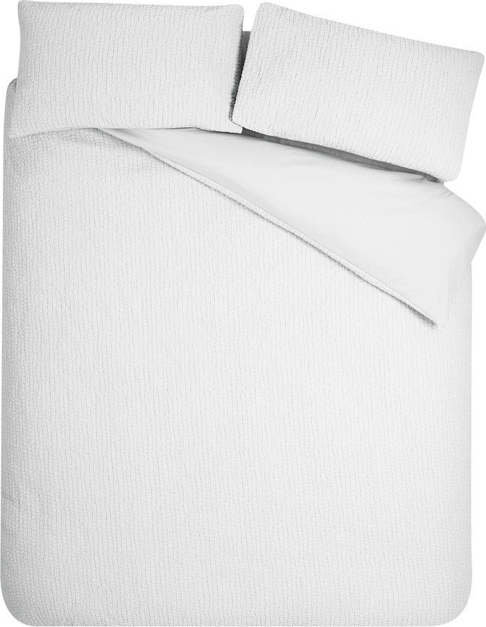 Bílé krepové povlečení na jednolůžko 135x200 cm Crinkle Seersucker – Catherine Lansfield Catherine Lansfield