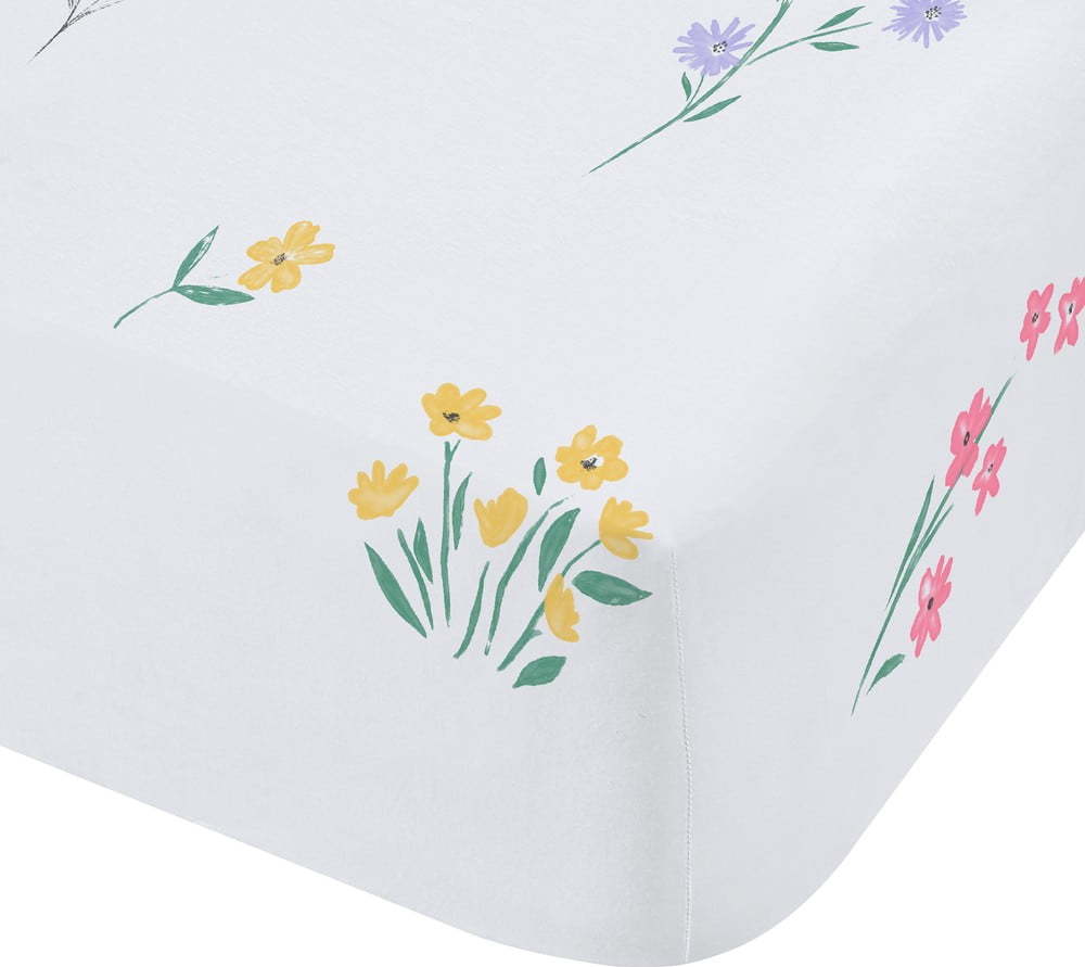 Bílé napínací dětské prostěradlo do postýlky 70x140 cm Bunny Tails Ditsy Flowers – Catherine Lansfield Catherine Lansfield