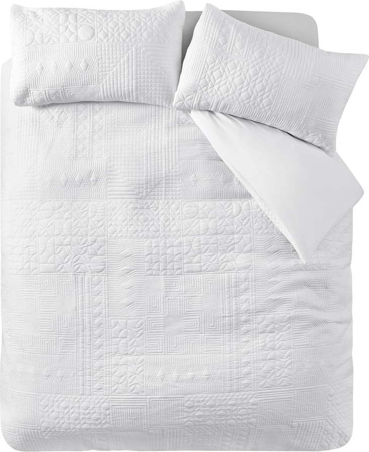 Bílé povlečení na dvoulůžko/prodloužené 230x220 cm Folkstone Geo – Catherine Lansfield Catherine Lansfield