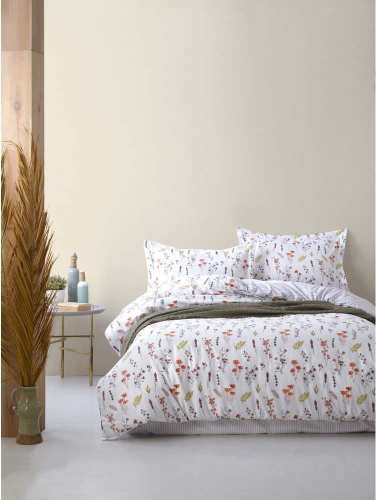 Bílé povlečení na jednolůžko z bavlny Renforcé 140x200 cm Floral Dance Autumn – Mila Home Luxury Mila Home Luxury