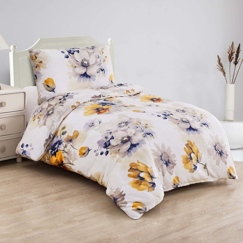 Bílé povlečení na jednolůžko z mikroplyše 140x200 cm Blossom – My House My House