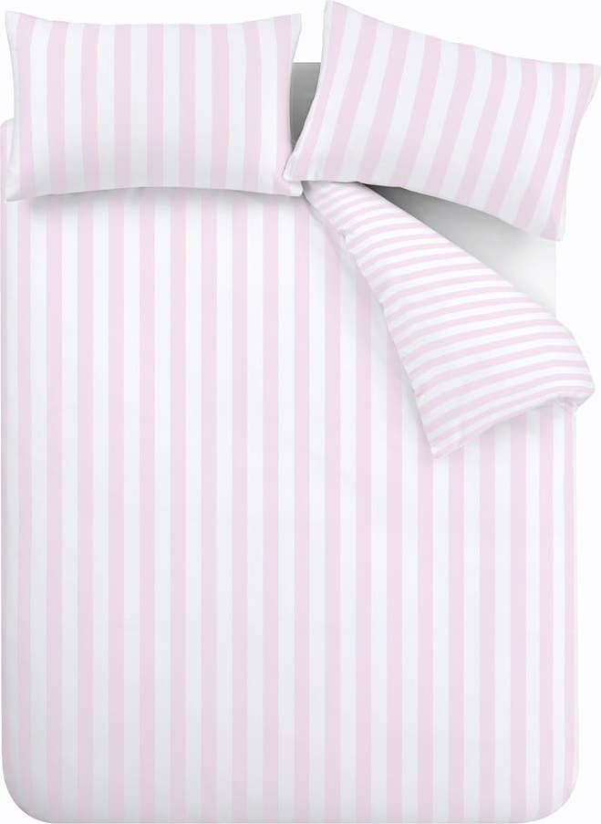 Bílé/růžové povlečení na dvoulůžko 200x200 cm Stripe Tease – Sassy B Sassy B