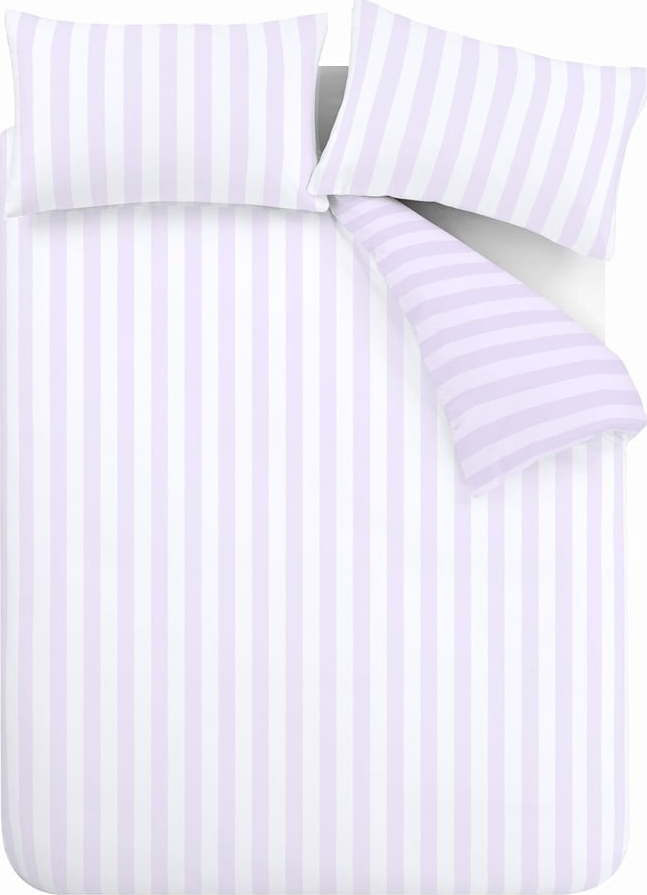 Bílé/v levandulové barvě povlečení na jednolůžko 135x200 cm Stripe Tease – Sassy B Sassy B