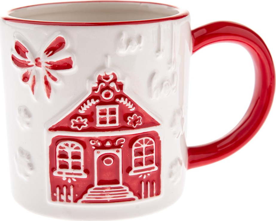 Bílý keramický hrnek s vánočním motivem Christmas cottage – Dakls Dakls