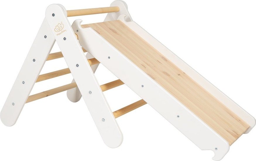 Bílý pikler trojúhelník z borovicového dřeva 46x87x60 cm Montessori – Meowbaby MeowBaby