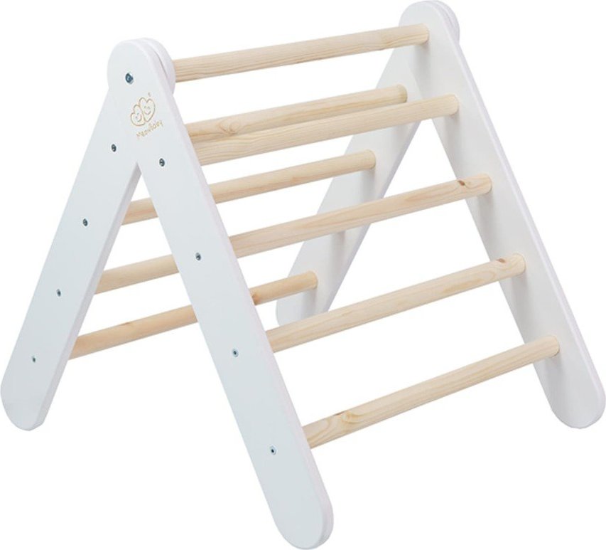 Bílý pikler trojúhelník z borovicového dřeva 60x60x60 cm Montessori – Meowbaby MeowBaby