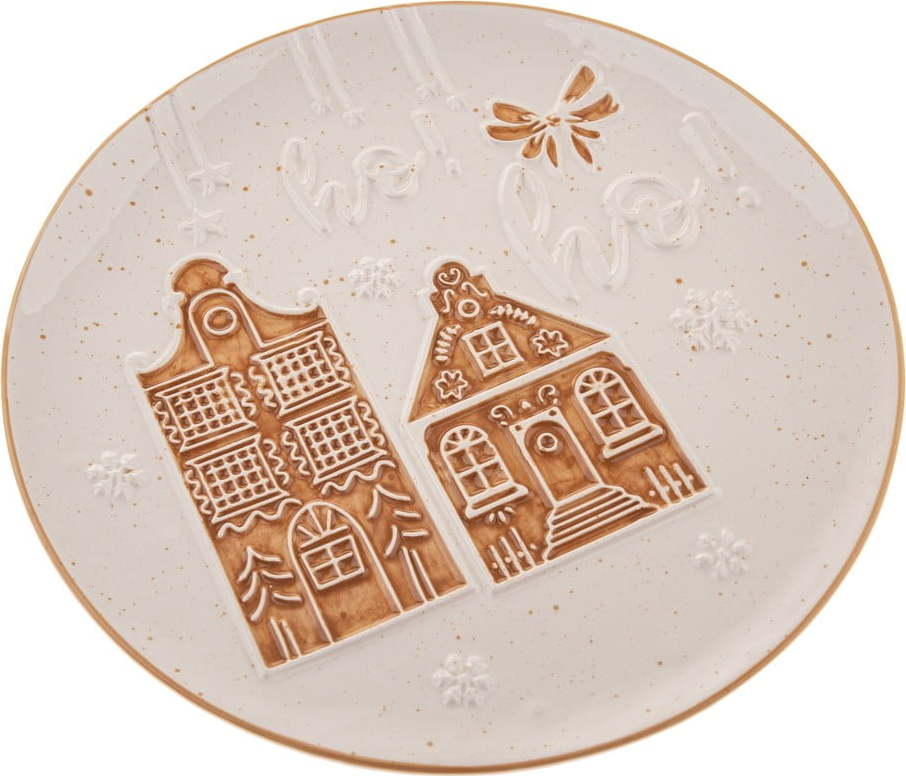 Bílý servírovací keramický talíř s vánočním motivem ø 26 cm Christmas cottage – Dakls Dakls