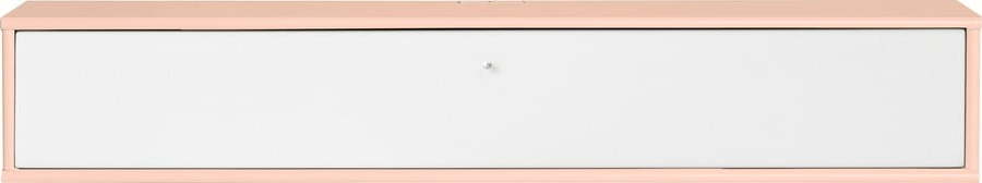 Bílý/světle růžový TV stolek 133x22x32