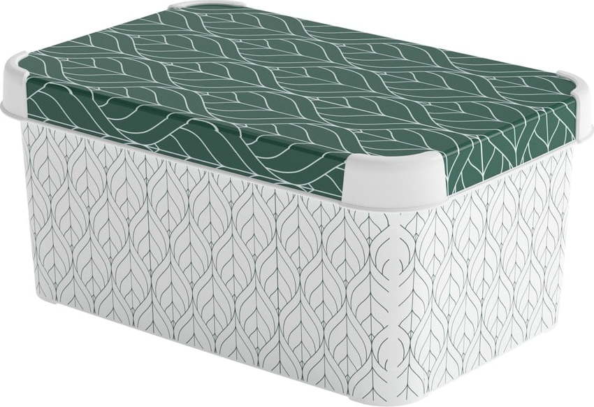 Bílý/zelený plastový úložný box s víkem 29