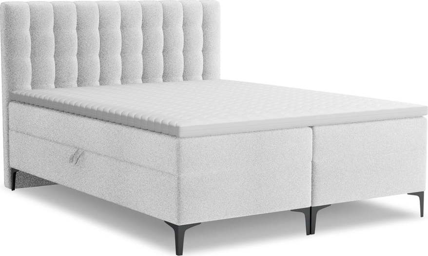 Boxspring postel s úložným prostorem 180x200 cm ve stříbrné barvě Puhala – Makamii Makamii