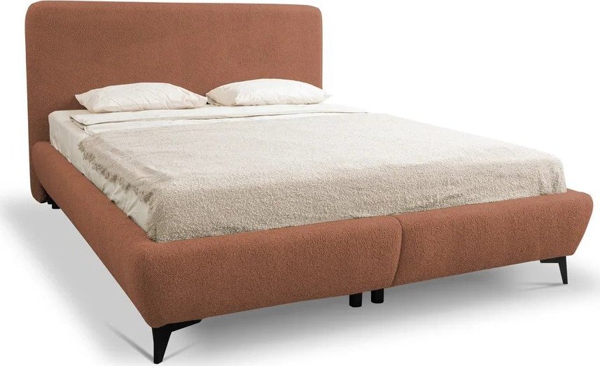 Čalouněná dvoulůžková postel s úložným prostorem s roštem 180x200 cm v terakotové barvě Makapu – Makamii Makamii