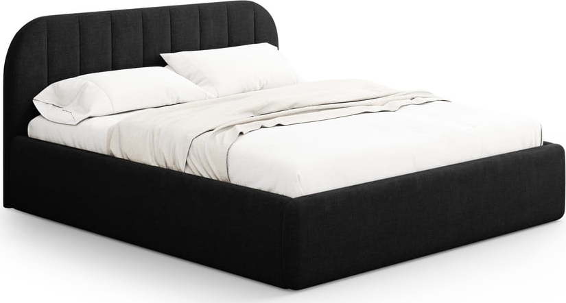 Černá čalouněná dvoulůžková postel s úložným prostorem s roštem 140x200 cm Juno – Windsor & Co Sofas Windsor & Co Sofas