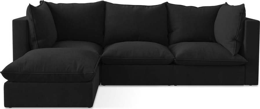 Černá rohová pohovka (levý roh/s lenoškou) Manao – Makamii Makamii