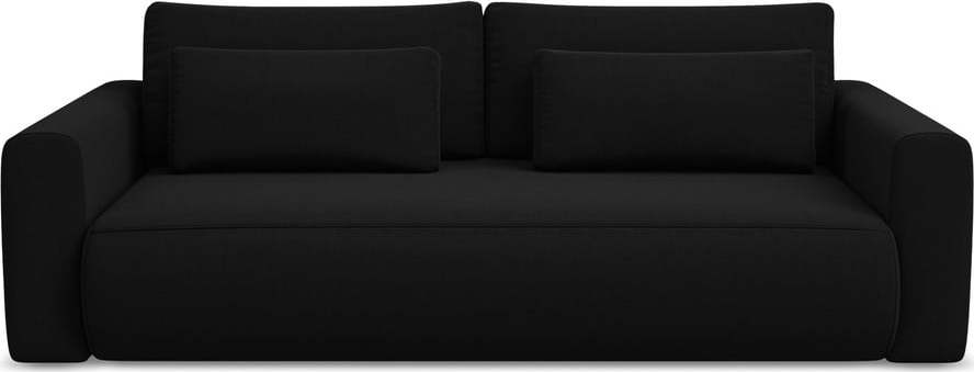 Černá sametová rozkládací/s úložným prostorem pohovka 238 cm Kapua – Makamii Makamii