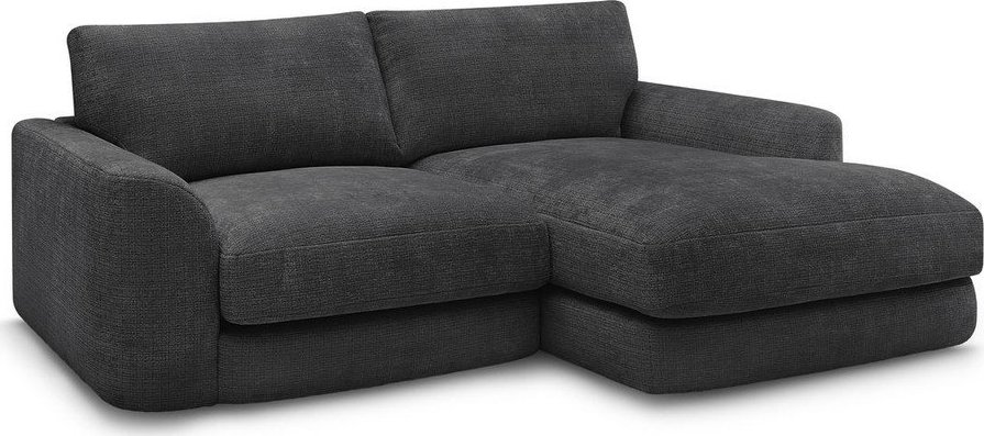 Černá žinylková rohová pohovka (pravý roh/s lenoškou) Leonore – Bobochic Paris Bobochic Paris