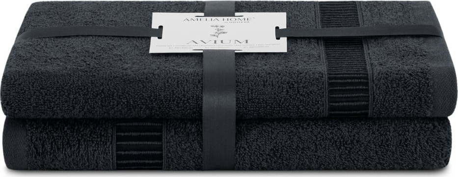 Černé froté bavlněné ručníky a osušky v sadě 2 ks Avium – Restilo Restilo