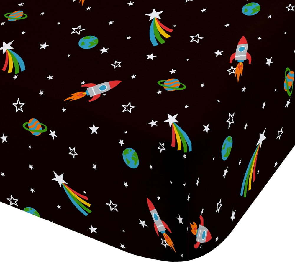 Černé napínací dětské prostěradlo na jednolůžko 90x190 cm Rainbow Rockets – Catherine Lansfield Catherine Lansfield