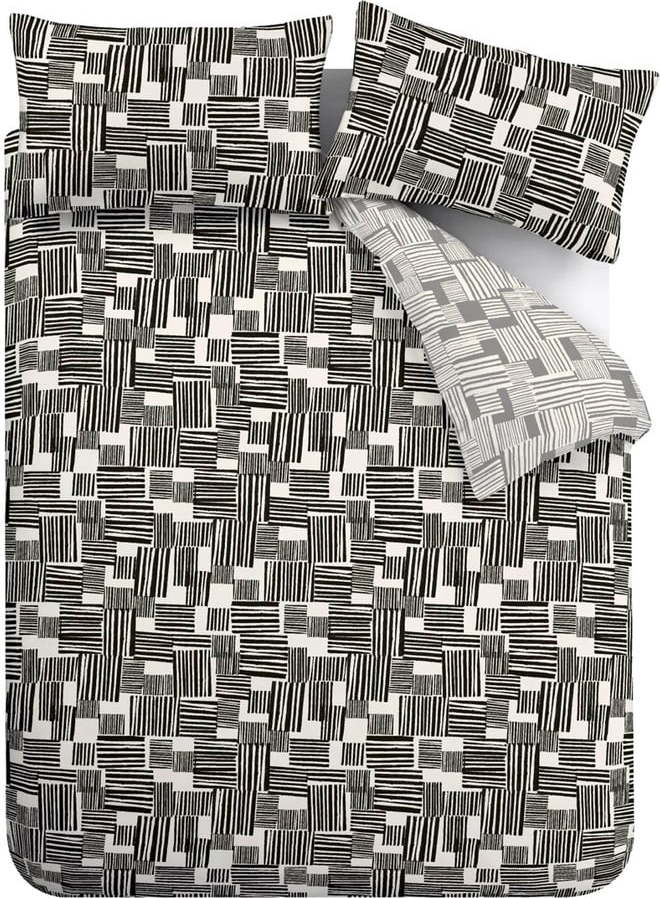 Černé/šedé povlečení na dvoulůžko 200x200 cm Blocks – Catherine Lansfield Catherine Lansfield