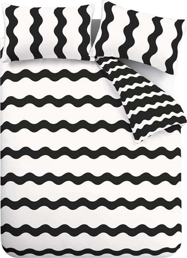 Černobílé povlečení na dvoulůžko/prodloužené 230x220 cm Waves – Sassy B Sassy B