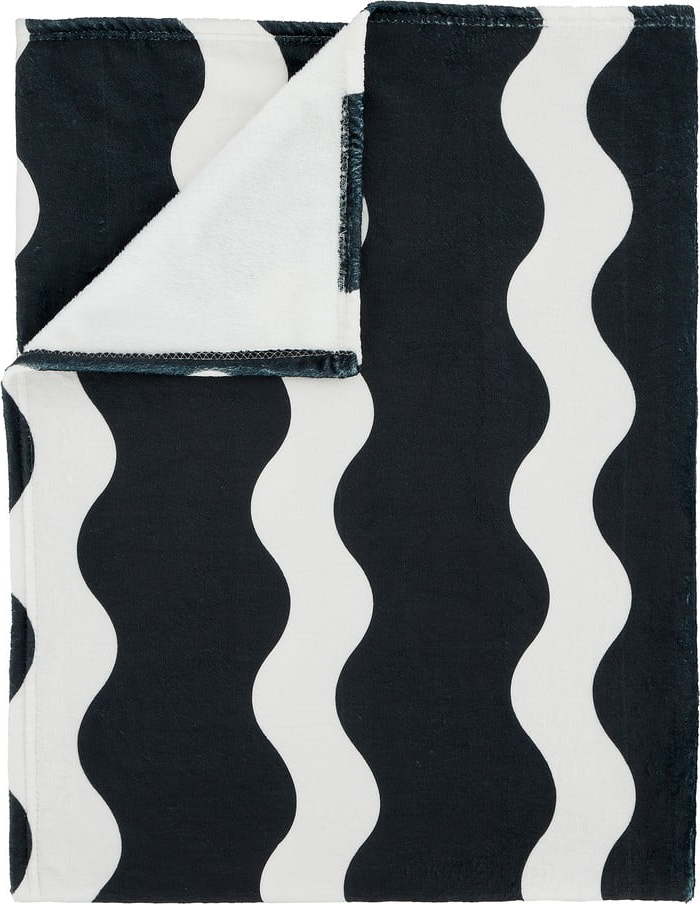 Černobílý přehoz z mikroplyše 200x240 cm Waves – Sassy B Sassy B