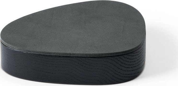 Černý/antracitový dřevěný/z eko kůže úložný box s víkem/dekorativní 14x12