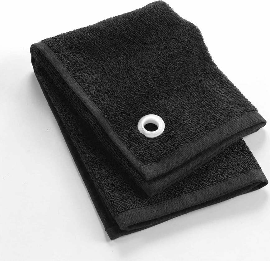 Černý froté bavlněný ručník 50x50 cm Cuistot – douceur d'intérieur Douceur d intérieur