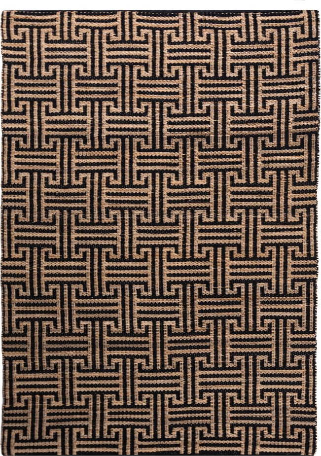 Černý/v přírodní barvě ručně tkaný koberec s příměsí juty 200x290 cm Meander Jute – Flair Rugs Flair Rugs