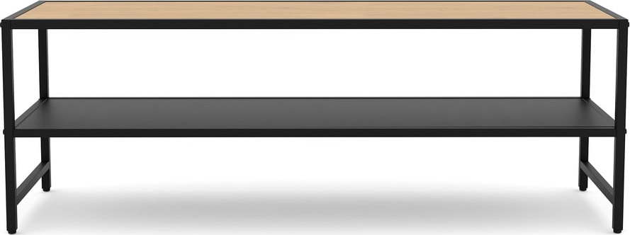 Černý/v přírodní barvě TV stolek v dekoru dubu 120x40x35 cm Altino – Unique Furniture Unique Furniture